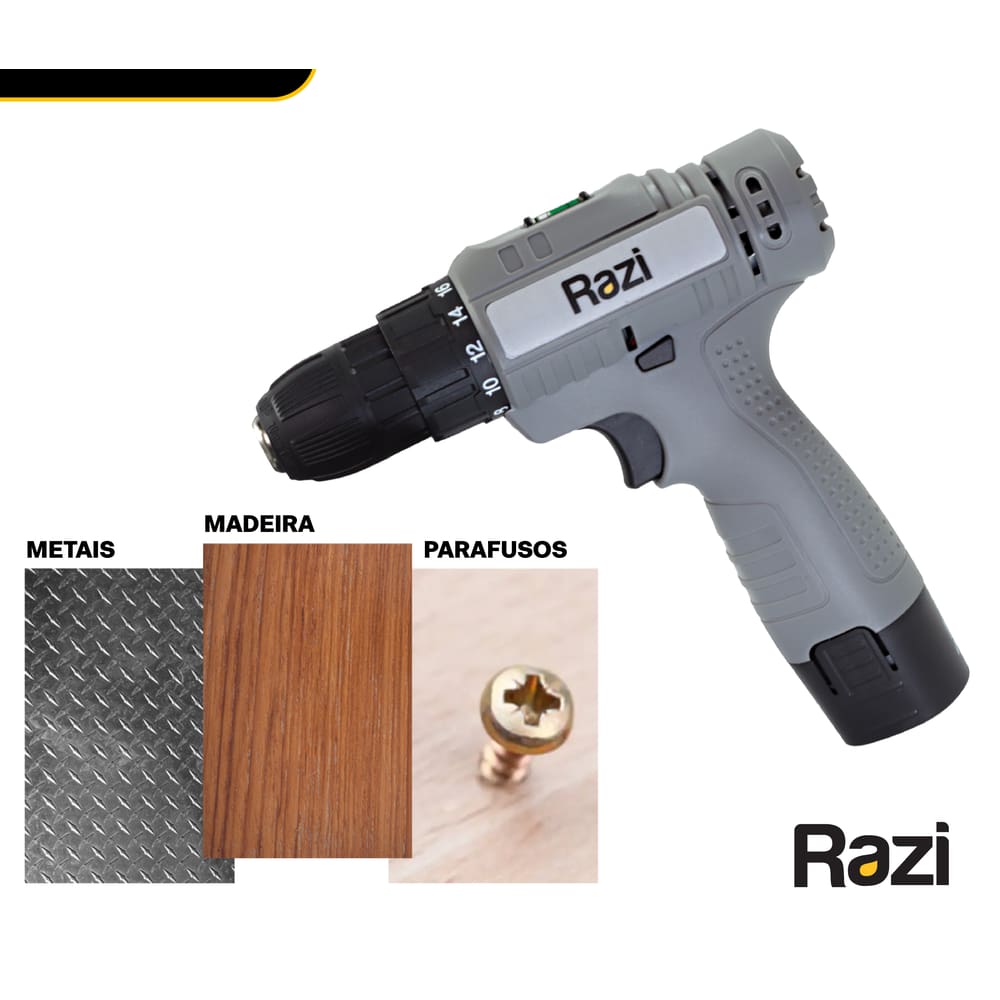 Furadeira Parafusadeira Bateria 12v Razi Bivolt | Casas Bahia