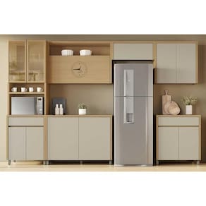 Cozinha Completa Condessa 6 Peças (3Aéreos+2Balcões+1Paneleiro) C6P93 Carvalho/Cinza - Nesher
