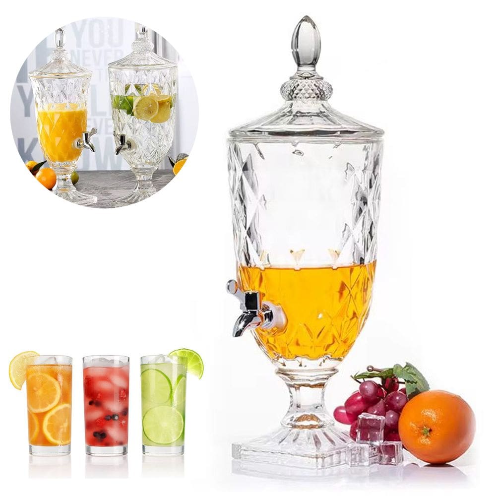 Suqueira De Vidro 3l Diamond Transparente Luxo Bebidas Suco