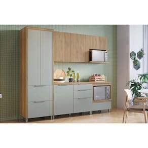 Cozinha Completa Rainha e Marquesa 5 Peças (2Aéreos+2Balcões+1Paneleiro) C5P111 Nature/Verde - Nesher