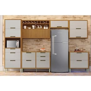 Kit Cozinha Modulada 6 Peças Imperatriz (3Aéreos+2Balcões+1Paneleiro) C6P85 Freijo/Off White - Nesher