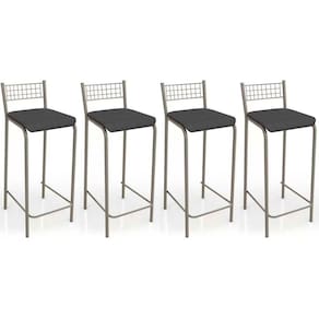 Kit 4 Banqueta de Cozinha Gênova B705 4 Un Niquel/Preto - Kappesberg