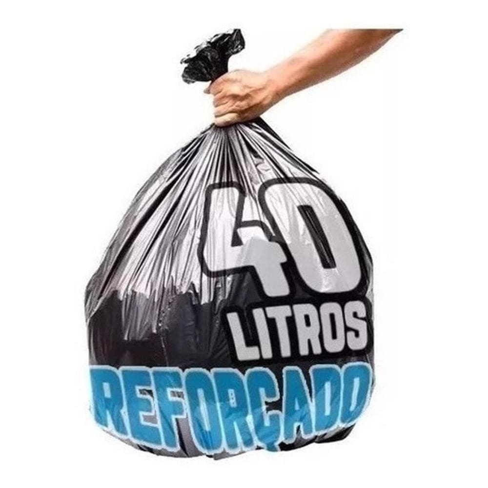 Saco De Lixo 40 Litros 100Un Preto Reforçado Mega