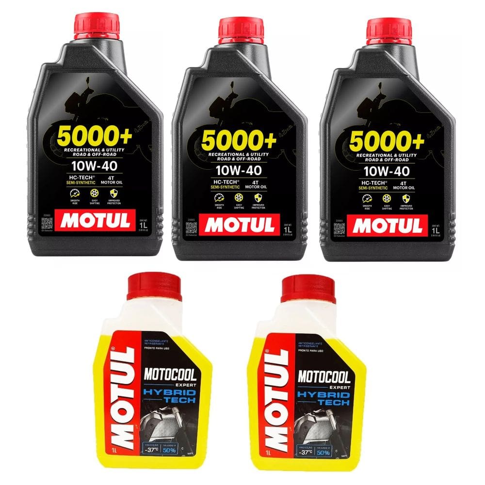 Kit Troca Óleo Moto 3 Motul 5000+ 10W40 4T + 2 Motocool Mt07
