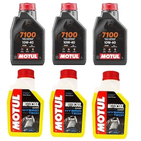 Kit Troca De Oleo Moto 3X Motul 7100 10W400 + 3X Motocool Expert -37º Anticongelante Mt 09 Tracer 900
