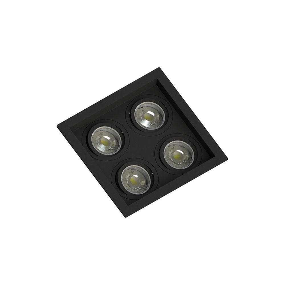 Spot Embutir Recuado Save Energy 4 Lâmpadas Mr16 Gu10 Bivolt Preto
