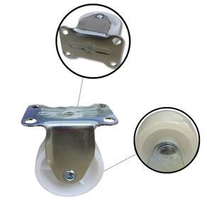 Kit 2 Un Rodízio Rodinha Placa Base Aço Fixo Roda Nylon Diâmetro 50mm 2" Altura 65mm