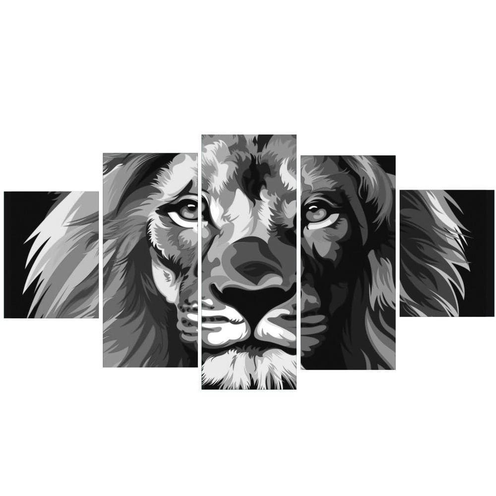 Quadros Decorativos Sala Leão Judá Preto E Branco Religioso