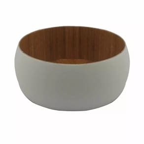 Saladeira em Bambu Ecológico com Revestimento Branco Casa Ambiente Redonda 10cm