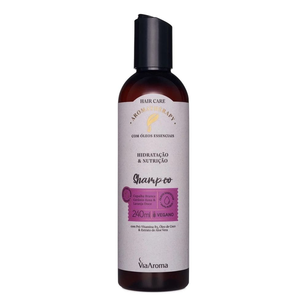 Shampoo Vegano Hidratação e Nutrição Aromatherapy Via Aroma 240ml