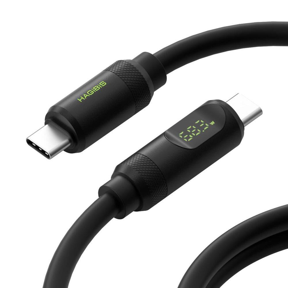 Cabo USB 4, tela LED Hagibis, USB C, 240 W, carregamento rápido, 8K