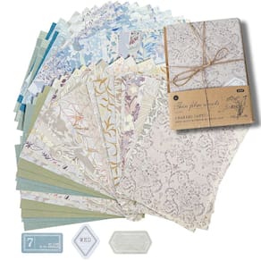 Papéis para scrapbook AOZUO Vintage Floral 80 unidades com conjunto de adesivos