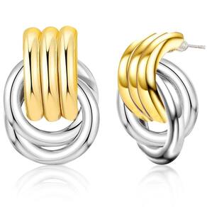 Brincos AOZUO Chunky em ouro e prata para mulheres