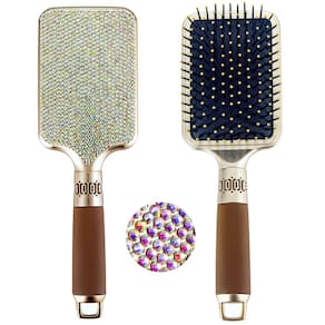 Conjunto de escovas de cabelo, pente cravejado de diamante e escova desembaraçadora