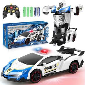 Carro de controle remoto Dolanus Transforming Police Robot Blue