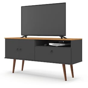 Rack Topazio Pequeno Televisão 40 42 43 47 48 50 55 Polegadas 3 Porta Puxador Metal Nicho Eletrônico Pés Madeira Retrô Sala Quarto Moderno - RPM