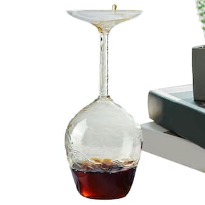 Copo de vinho de cabeça para baixo, vidro de borosilicato inquebrável de 414 ml