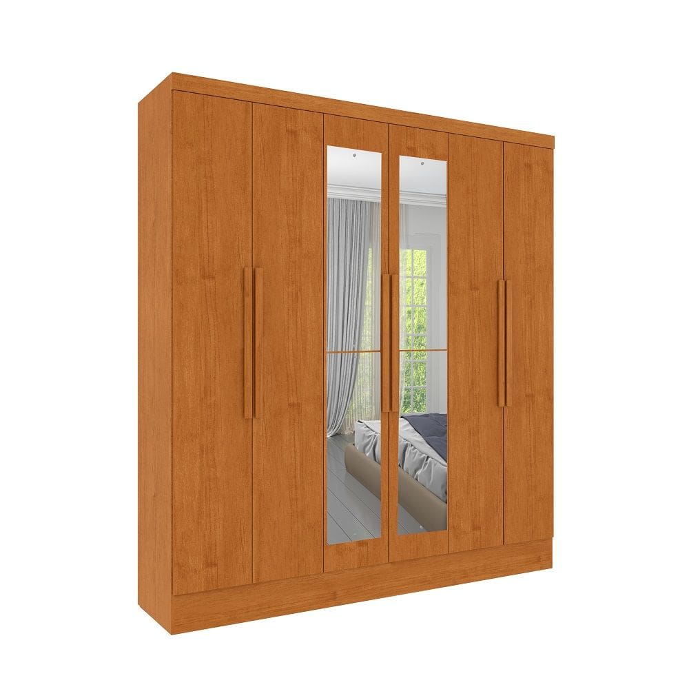Guarda Roupa Casal ou Solteiro Com Espelho 06 Portas 04 Gavetas Bariloche Tcil