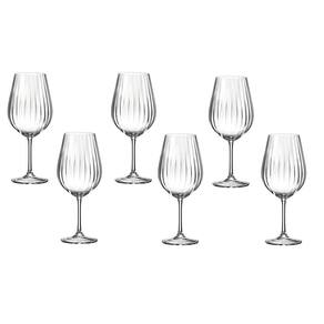 Taças de Vinho Água em Cristal - 400ml - Kit com 6 Peças - Gourmet