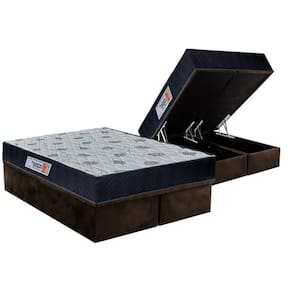 Cama Box Baú Queen: Colchão Anatômico Ortho Foggia Sogni Unic Face + Base Crc Suede Brown (158x198)