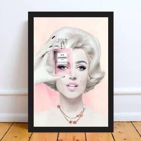 Quadro Fashion Marilyn Perfume 24X18Cm Moldura Preta