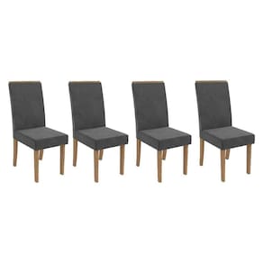 Kit 4 Cadeiras Sala Jantar 2cad142ng 4 Un Nogueira Suede Cinza Titanio A050