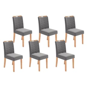 Cadeira De Cozinha Julia Kit 6 Un Cedro Suede Lunar