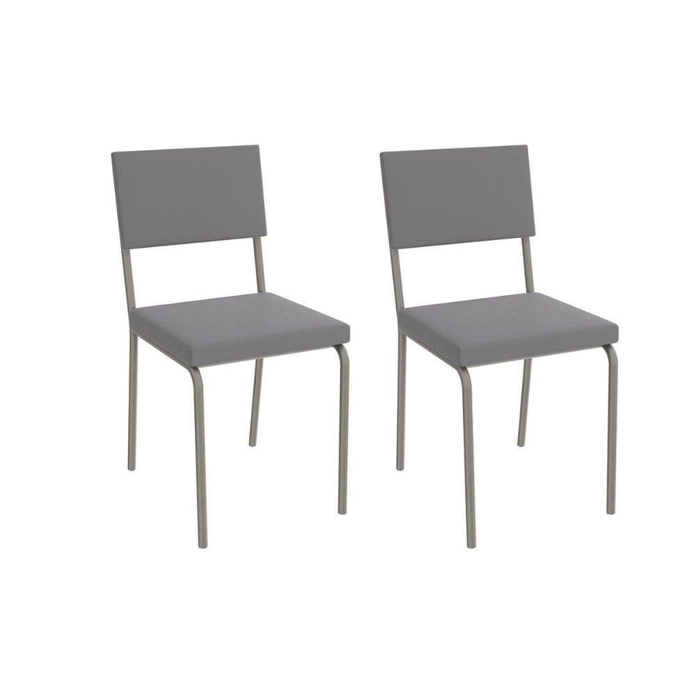 Cadeira De Cozinha Zaria 2c128 Aço Kit 2 Uni Niquel Suede Cinza