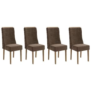 Kit 4 Cadeiras De Cozinha 2cad158ng 4 Un Nogueira Suede Marrom A033