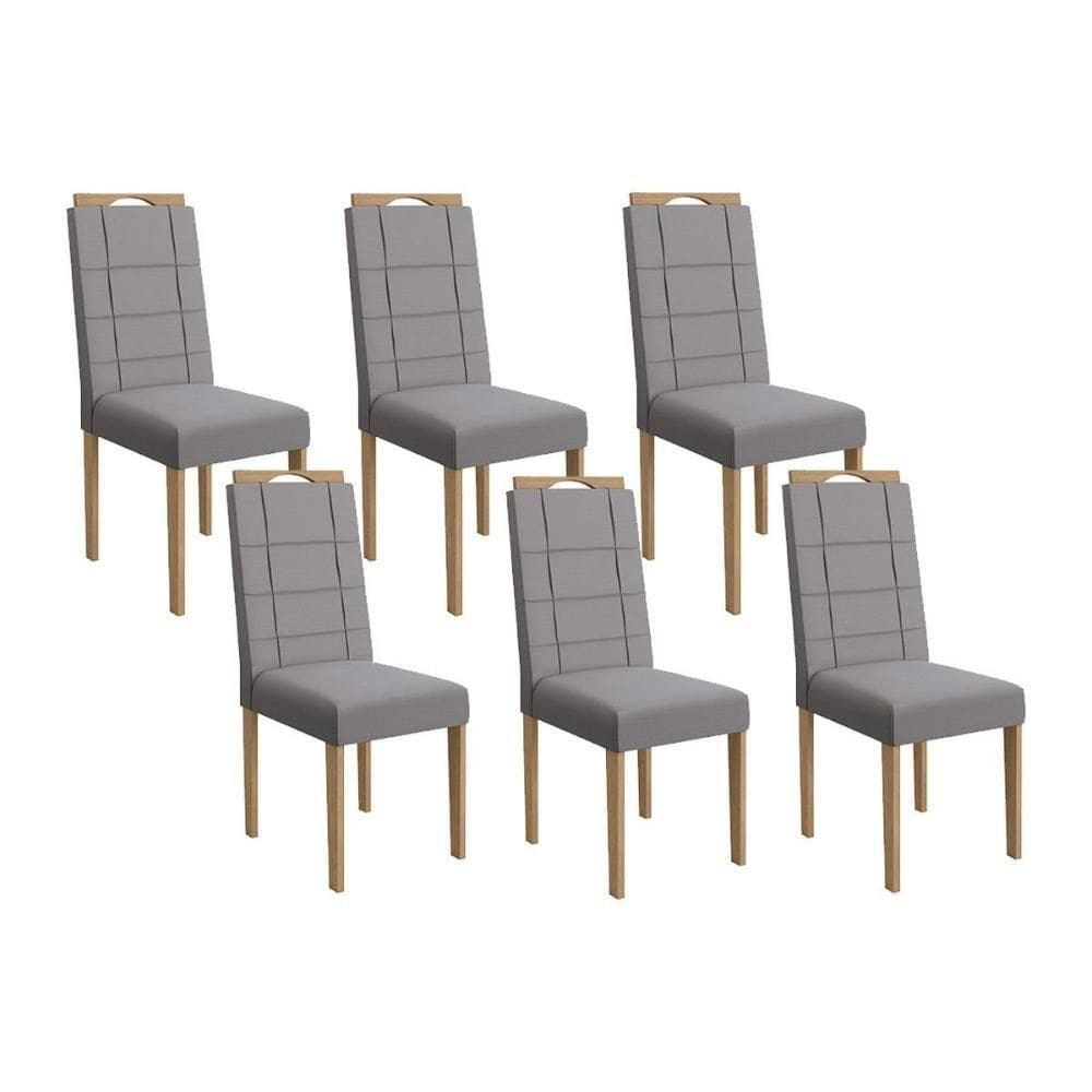 Cadeira De Cozinha 2cad150ea Kit 6 Un Eucalipto Suede Cinza Titanio A050
