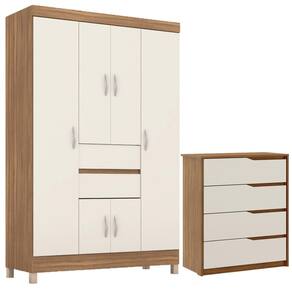 Kit Guarda Roupa Solteiro 6 Portas Ecom II Cômoda Atria