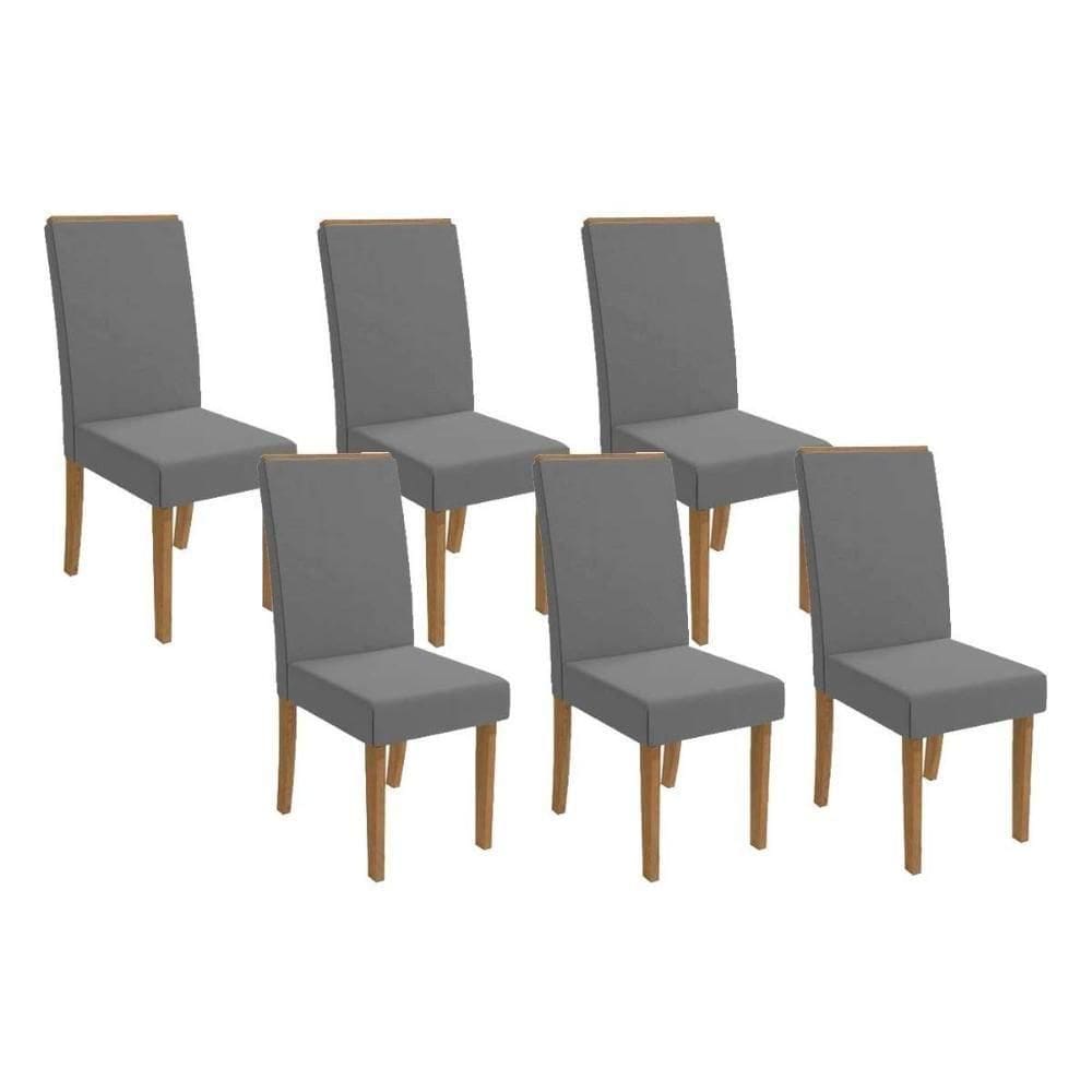 Kit 6 Cadeiras De Cozinha 2cad142fr 6 Un Freijó Linho Cinza A056