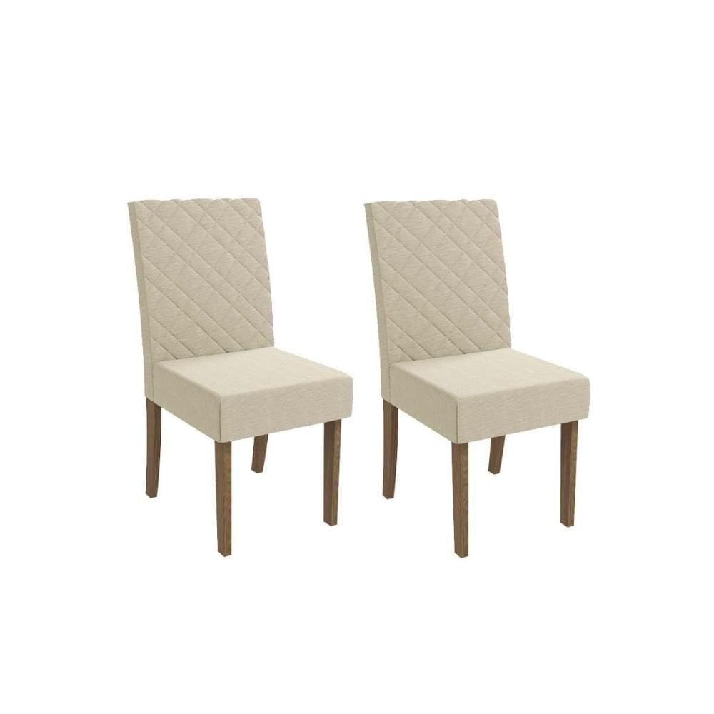 Cadeira De Cozinha 2cad133 Kit 2 Un Canela Linho Bege