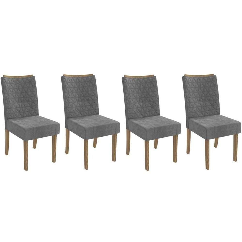 Kit 2 Cadeiras De Cozinha 2cad129ng 4 Un Nogueira Suede Cinza Titanio A050
