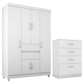 Kit Guarda Roupa Solteiro 6 Portas Ecom II Cômoda Astral