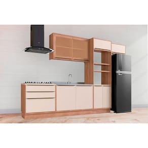 Kit Cozinha Modulada 6 Peças Versalis 2 Aéreos + 2 Balcões + 1 Torre Quente + 1 Complemento C6p191 Freijó Cinza Argila Herval