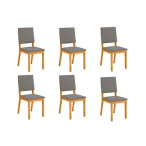 Cadeira De Cozinha Talia Kit 6 Un Cedro Suede Lunar