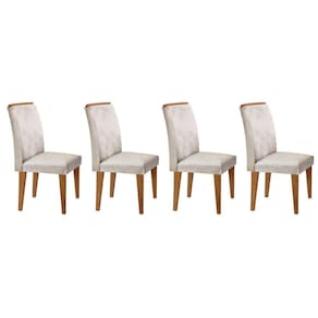 Kit 4 Cadeiras De Cozinha Lunara 4 Un Imbuia Suede Creme Rufato