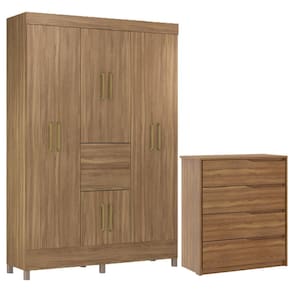 Kit Guarda Roupa Casal 8 Portas Munique Cômoda Atria