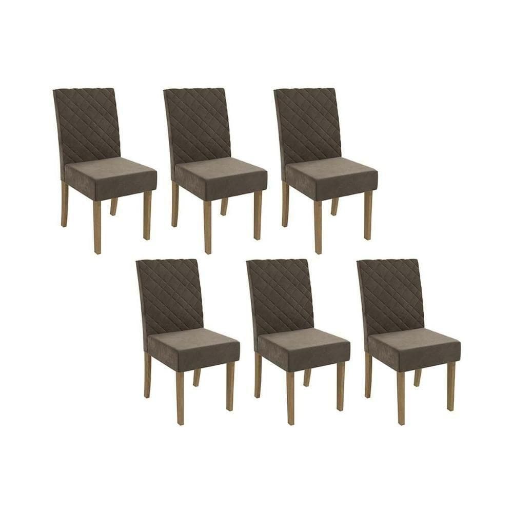 Cadeira Sala De Jantar 2cad133fr Kit 6 Un Freijo Suede Marrom A033