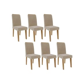 Kit 6 Cadeiras Sala Jantar Taís 6 Un Savana Nature Suede Nude Bege Cimol