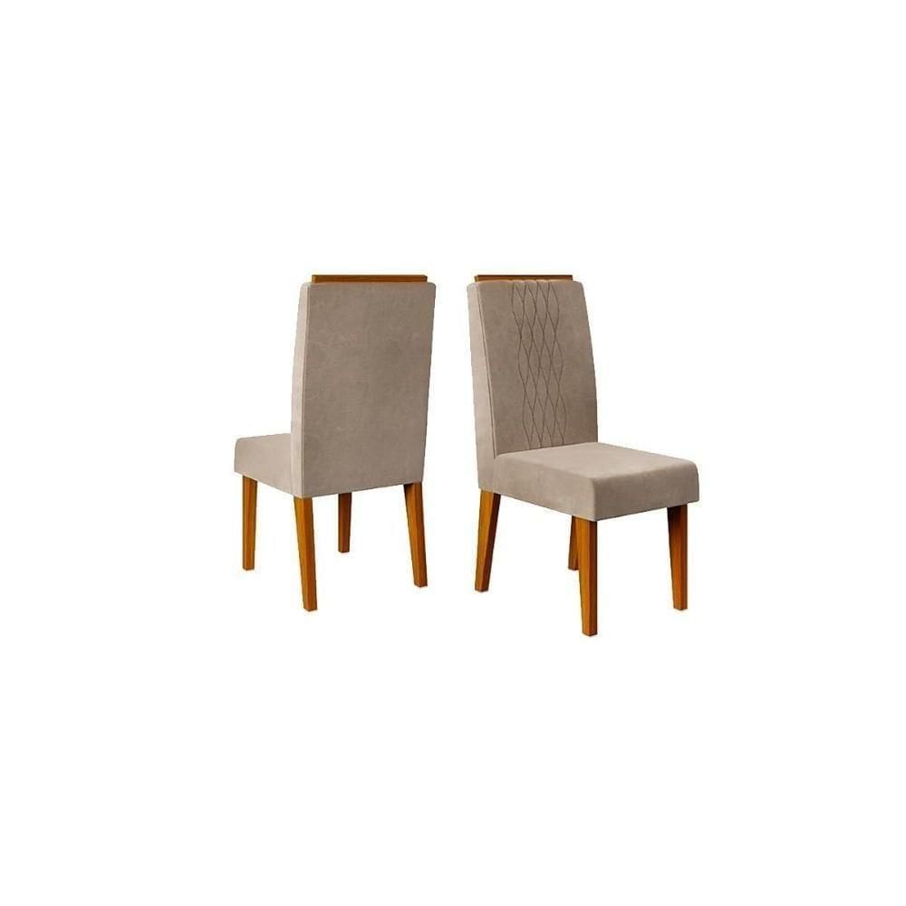 Kit 2 Cadeiras De Cozinha Lia 2 Un Freijó Suede Kraft Bege