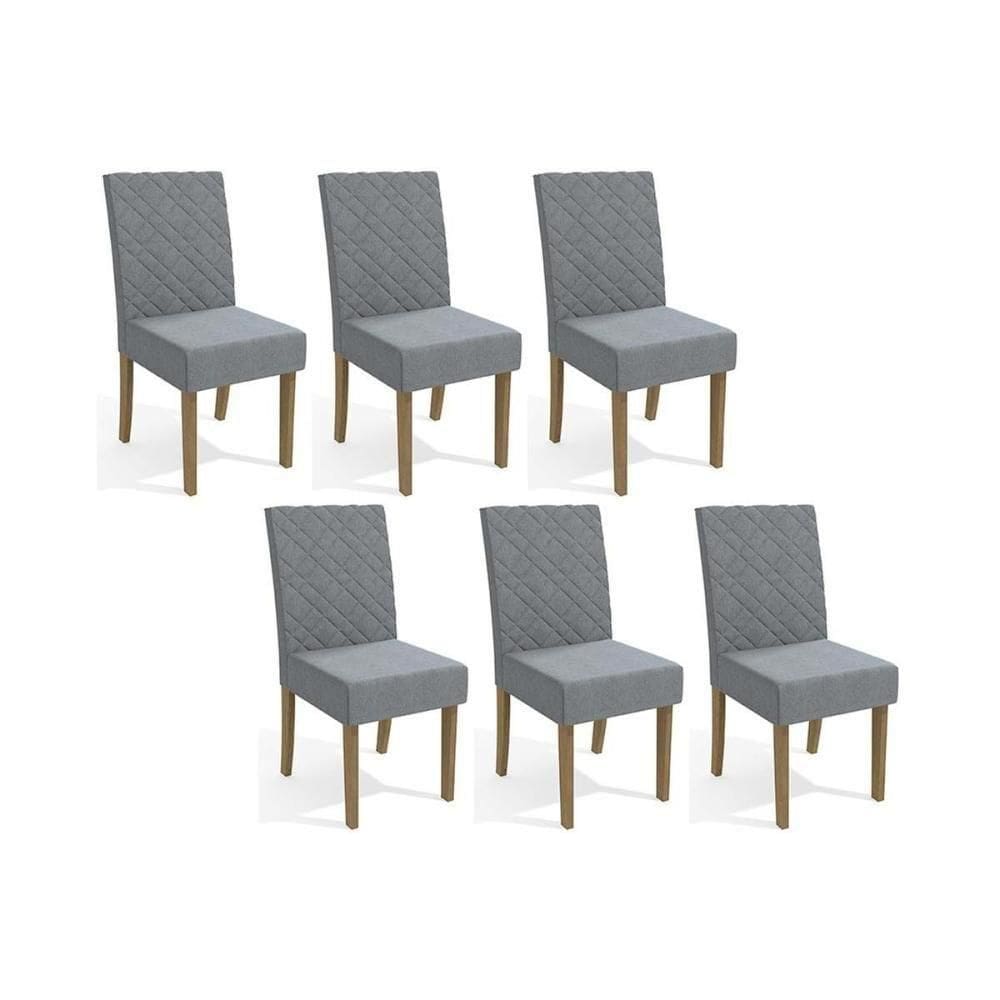 Cadeira De Cozinha 2cad133fr Kit 6 Un Freijó Linho Cinza A056