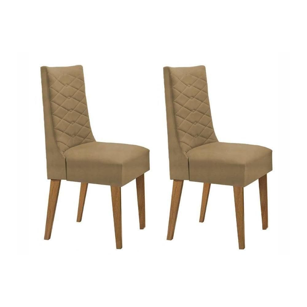 Kit 2 Cadeiras De Cozinha Dafne 2 Un Madeira Capuccino Suede Capuccino Rufato