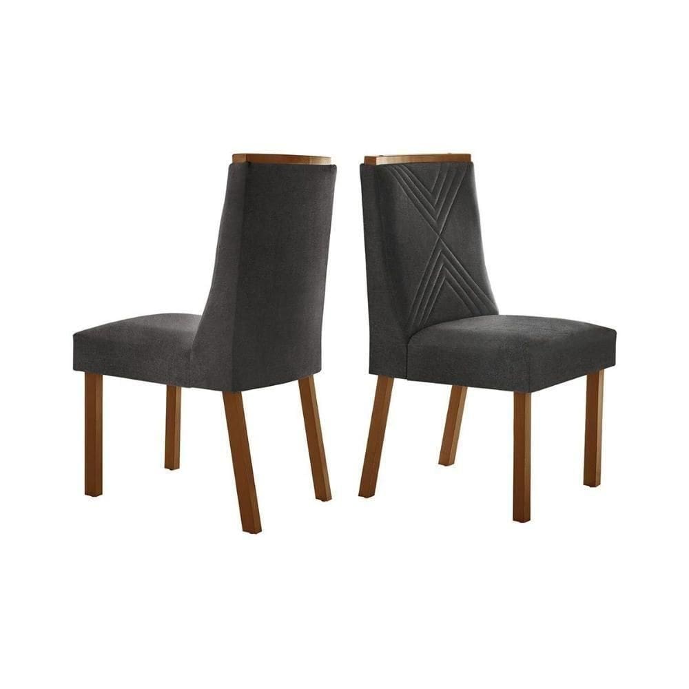 Cadeira De Cozinha Montreal Kit 2 Un Imbuia Linho Grafite Rufato