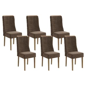 Kit 6 Cadeiras Sala Jantar 2cad158ng 6 Un Nogueira Suede Marrom A033