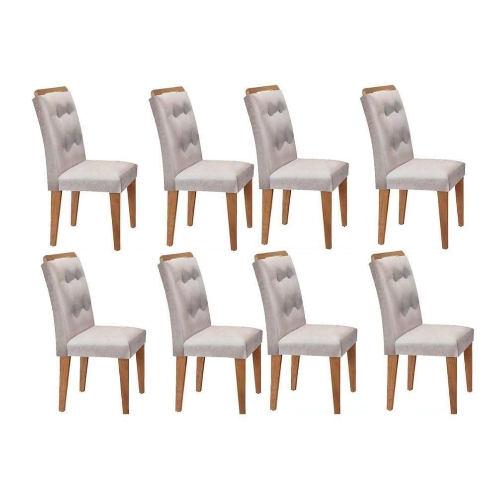 Kit 8 Cadeiras Sala Jantar Imperatriz 8 Un Imbuia Suede Creme Rufato