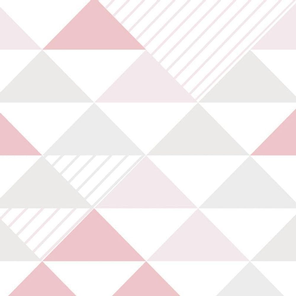 Papel De Parede Triangulo Geométrico Rosa Cinza Lilás Listra