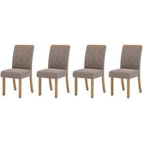 Kit 4 Cadeiras Sala Jantar Vita 4 Un Nature Suede Light Bege