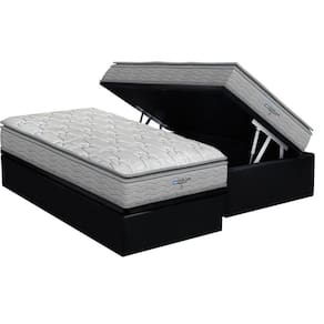Cama Box Baú Solteiro: Colchão Anatômico Probel D45 Guarda Costas Próextreme Plus + Base Crc Suede Black (88x188)